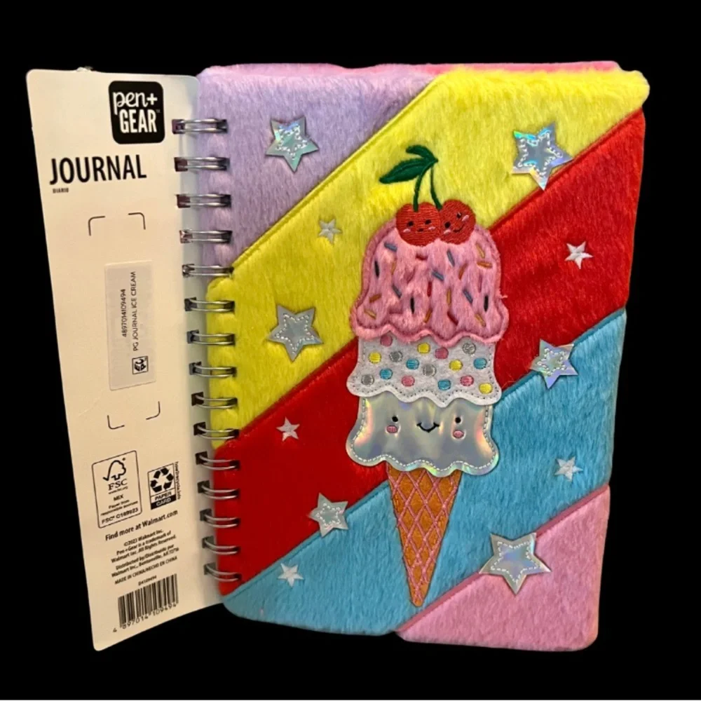 🍦 Sweet Vibes: Pen+Gear Fuzzy Ice Cream Journal